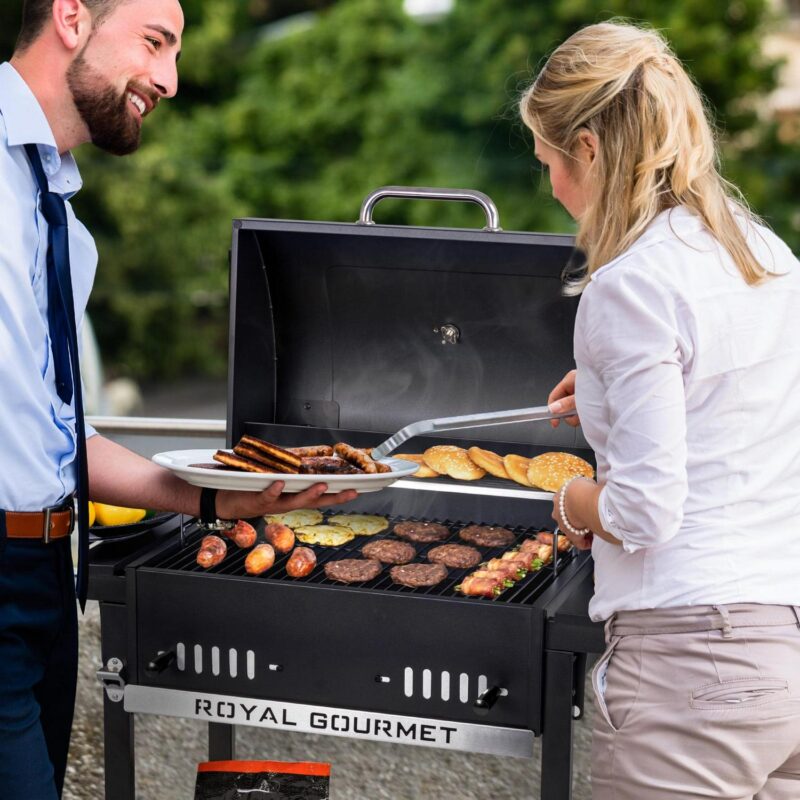 Royal Gourmet CD1824ET 24-Inch Movable Charcoal BBQ Grill with Foldable Side Shelves, Temperature-Controlled - Image 11