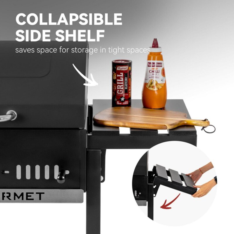 Royal Gourmet CD1824ET 24-Inch Movable Charcoal BBQ Grill with Foldable Side Shelves, Temperature-Controlled - Image 7