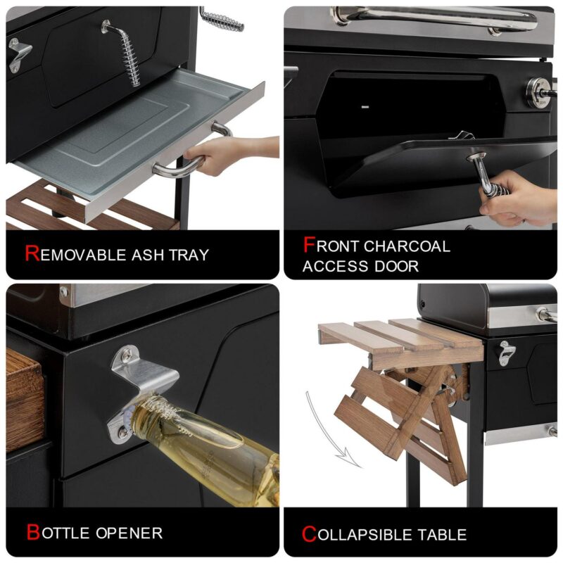Royal Gourmet CD1824M 24  Charcoal Grill with Handle and Folding Table, - Image 6