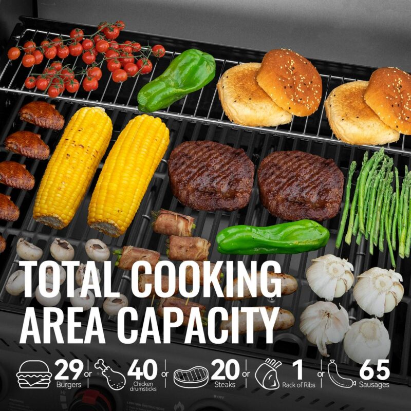 Royal Gourmet GA4401T 4-Burner BBQ Gas Grill with Side Shelves, 40,000 BTU Output, Perfect Patio Garden Picnic Backyard Barbecue Grill for Outcooking - Image 3