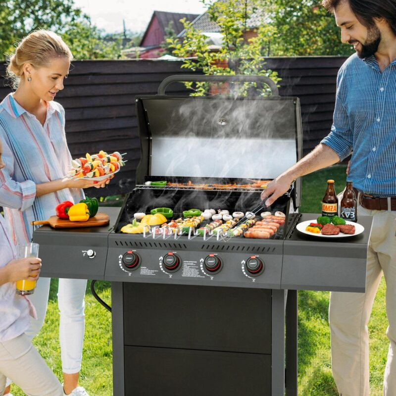 Royal Gourmet GA4401T 4-Burner BBQ Gas Grill with Side Shelves, 40,000 BTU Output, Perfect Patio Garden Picnic Backyard Barbecue Grill for Outcooking - Image 9