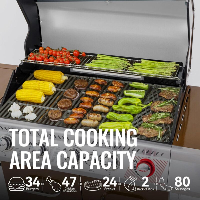 Royal Gourmet GA5403C 5-Burner BBQ Cabinet Style Gas Grill with Sear Burner, Rear Burner and Side Burner,Coffee - Image 4