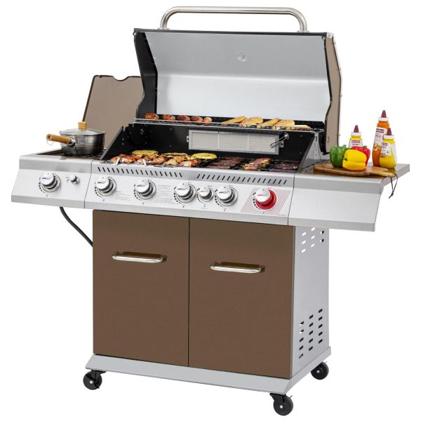 Royal Gourmet GA5403C 5-Burner BBQ Cabinet Style Gas Grill with Sear Burner, Rear Burner and Side Burner,Coffee