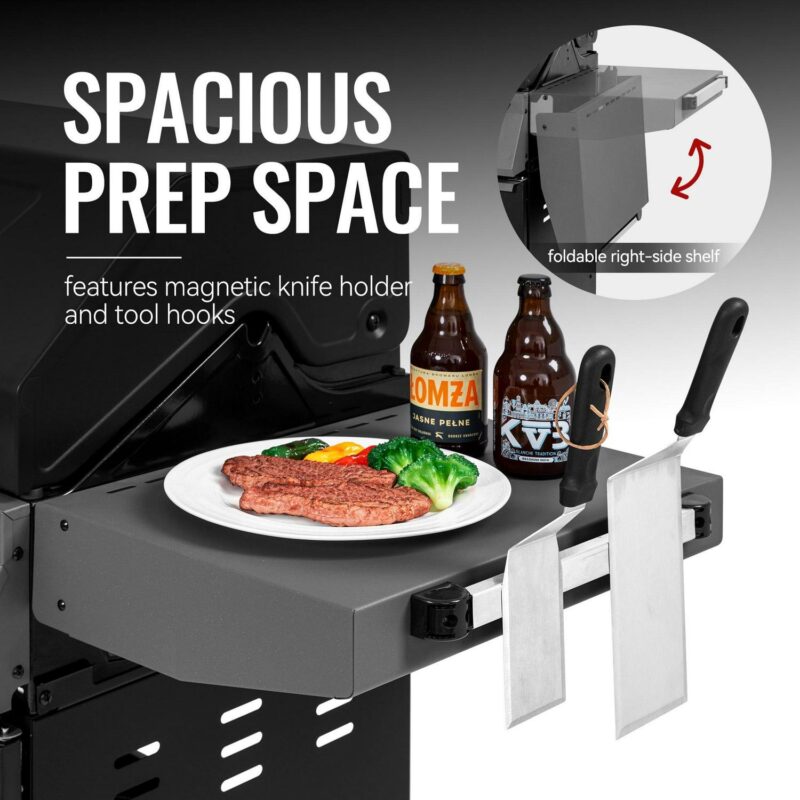 Royal Gourmet GA5407H 5-Burner BBQ Gas Grill with Sear Burner and Lidded Side Burner - Image 7