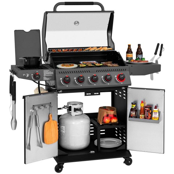 Royal Gourmet GA5407H 5-Burner BBQ Gas Grill with Sear Burner and Lidded Side Burner