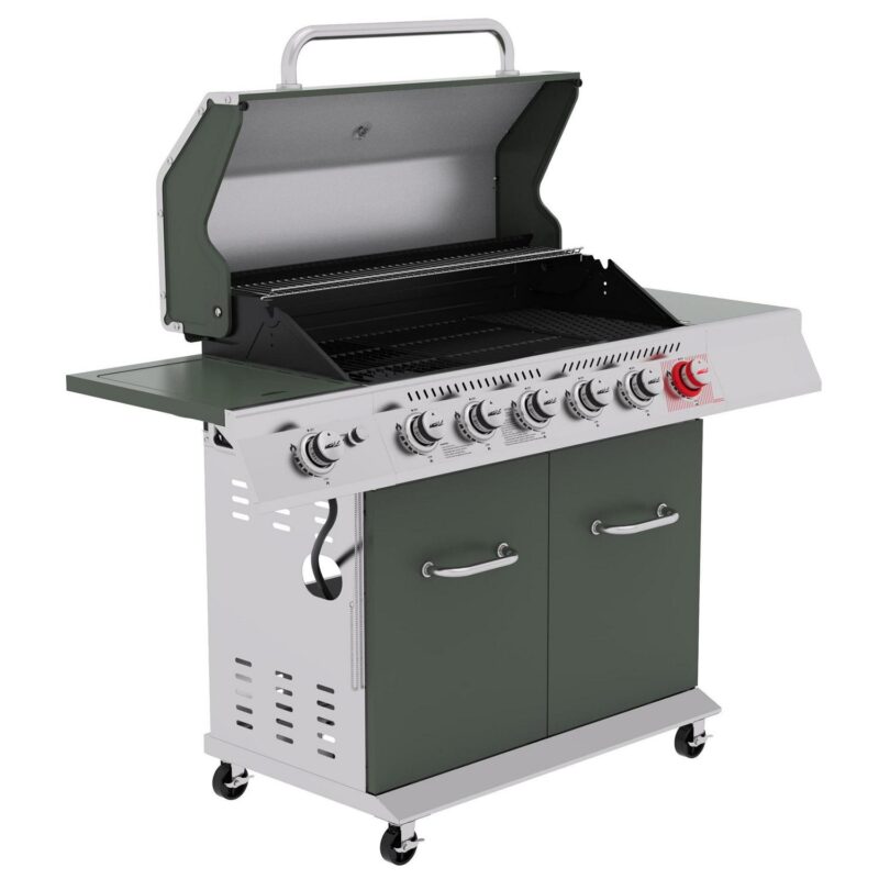 Royal Gourmet GA6402L 6-Burner BBQ Liquid Propane Gas Grill in Olive Green, with Sear Burner and Side Burner - Image 5