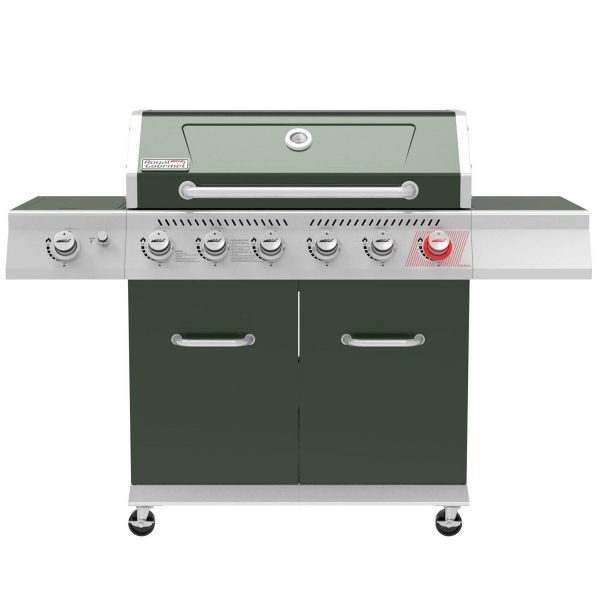 Royal Gourmet GA6402L 6-Burner BBQ Liquid Propane Gas Grill in Olive Green, with Sear Burner and Side Burner