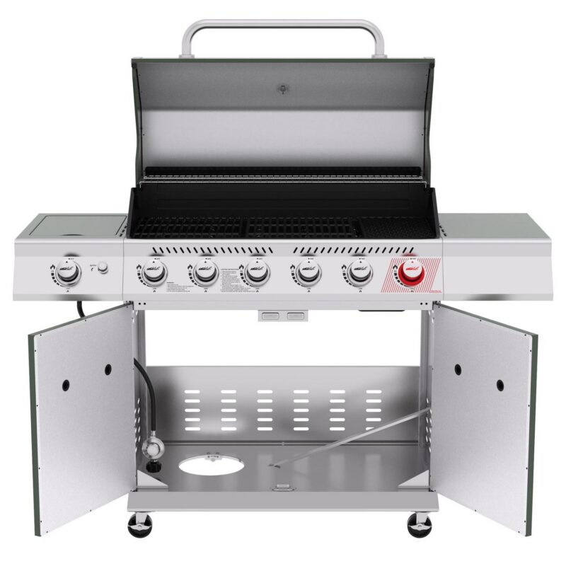 Royal Gourmet GA6402L 6-Burner BBQ Liquid Propane Gas Grill in Olive Green, with Sear Burner and Side Burner - Image 4