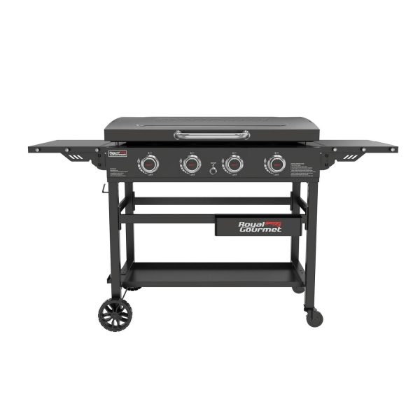 Royal Gourmet GB4000P 4-Burner Gas Griddle with Hard Cover, 35-Inch Flat Top, Heavy-duty Outdoor Cooking Station for Backyard and Tailgating, 52,000 BTU, Black