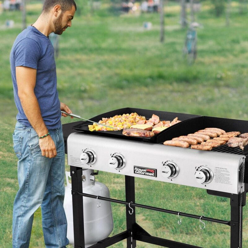 Royal Gourmet GD401C Premium 4-Burner 48000-BTU Folding Gas Grill and Griddle, With Cover - Image 6