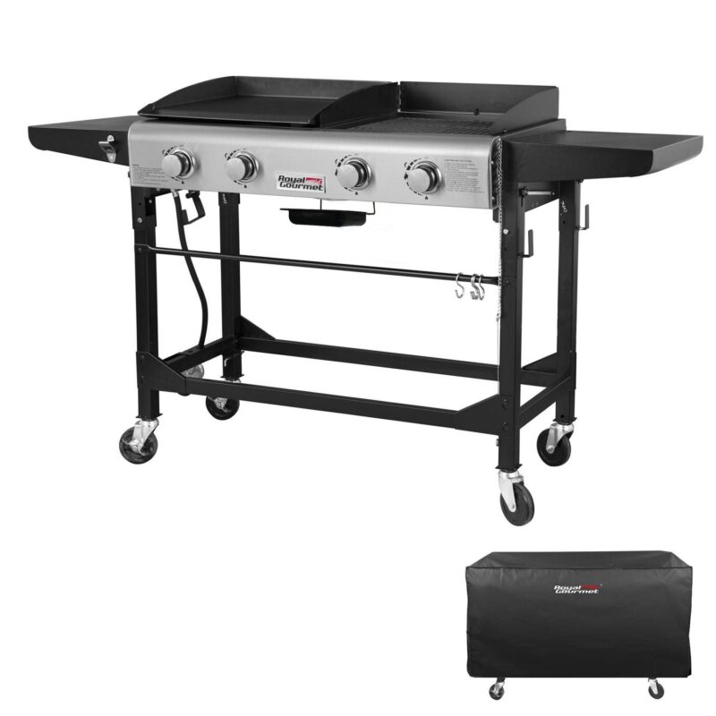 Royal Gourmet GD401C Premium 4-Burner 48000-BTU Folding Gas Grill and Griddle, With Cover - Image 3