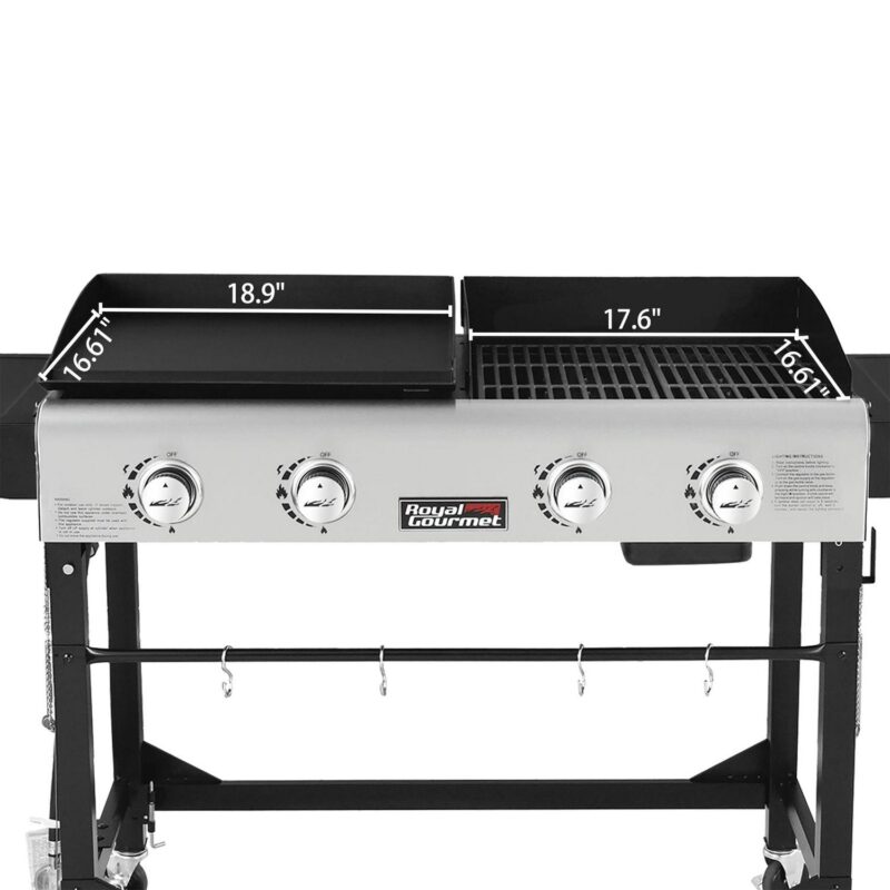 Royal Gourmet GD401C Premium 4-Burner 48000-BTU Folding Gas Grill and Griddle, With Cover - Image 5