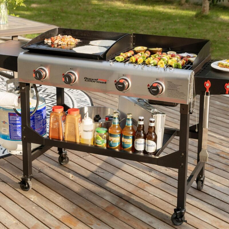 Royal Gourmet GD403 4-Burner Portable Flat Top Gas Grill and Griddle Combo Grill with Folding Legs - Image 9