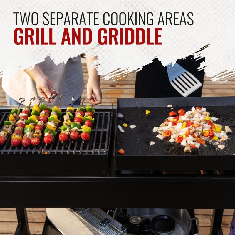 Royal Gourmet GD403 4-Burner Portable Flat Top Gas Grill and Griddle Combo Grill with Folding Legs - Image 3