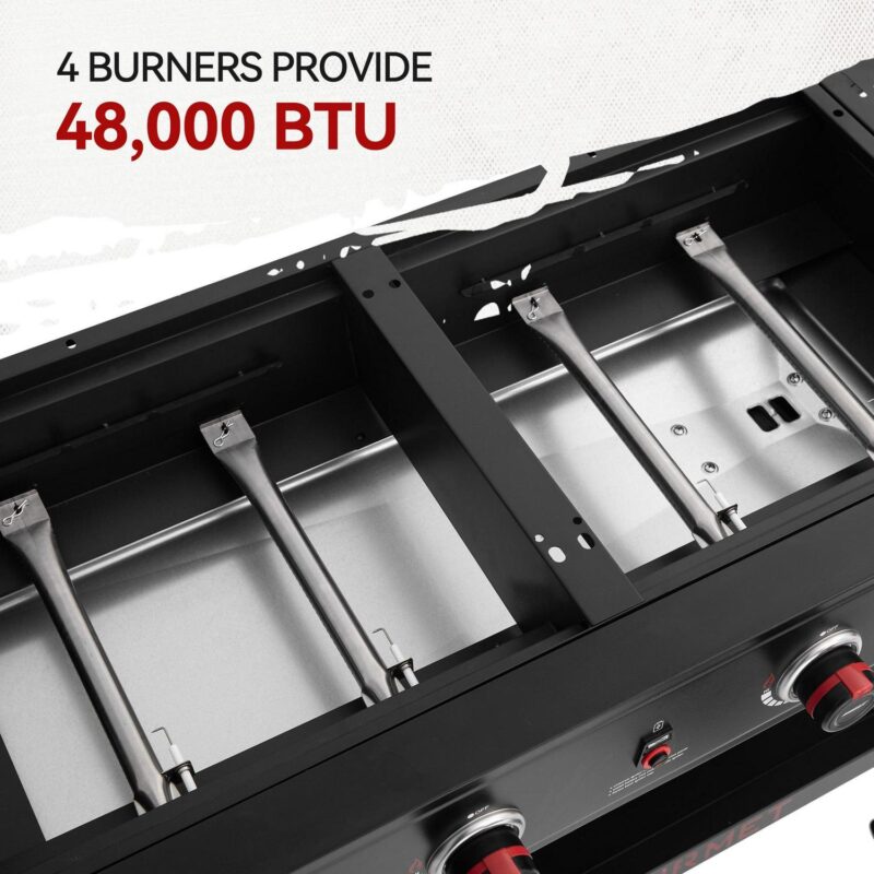 Royal Gourmet GD405A Propane Gas Grill and Griddle Combo, 4-Burner Event Combo Grill with An Extra Set of Grilling Gear (Grate x 2; Flame Tamer x 2; Wind Deflector x 1) - Image 7