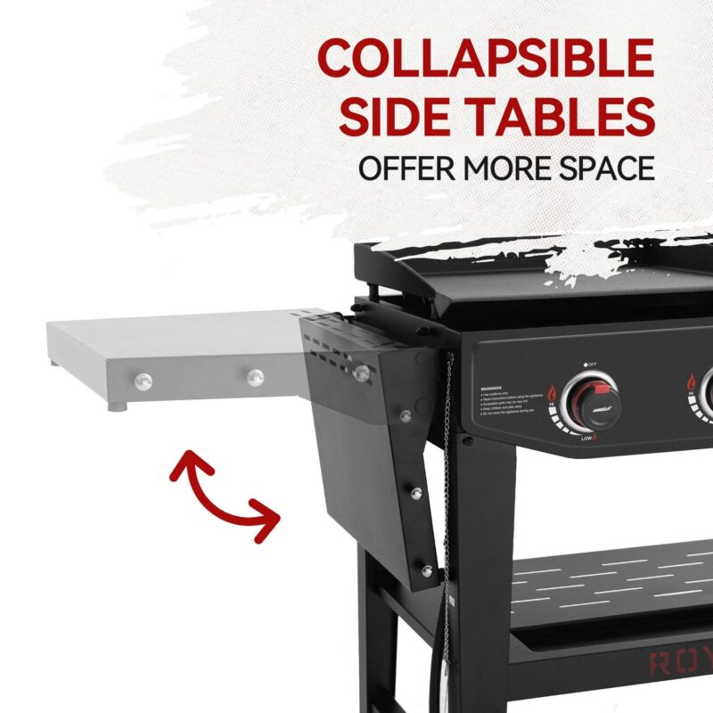 Royal Gourmet GD405A Propane Gas Grill and Griddle Combo, 4-Burner Event Combo Grill with An Extra Set of Grilling Gear (Grate x 2; Flame Tamer x 2; Wind Deflector x 1) - Image 6