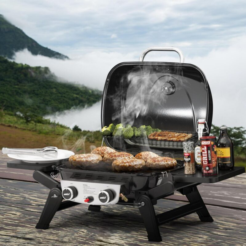 Royal Gourmet GT2005 2-Burner Portable Propane Gas Grill, Tabletop Gas Grill for Outdoor Cooking and Grilling with Foldable Side Tables - Image 2