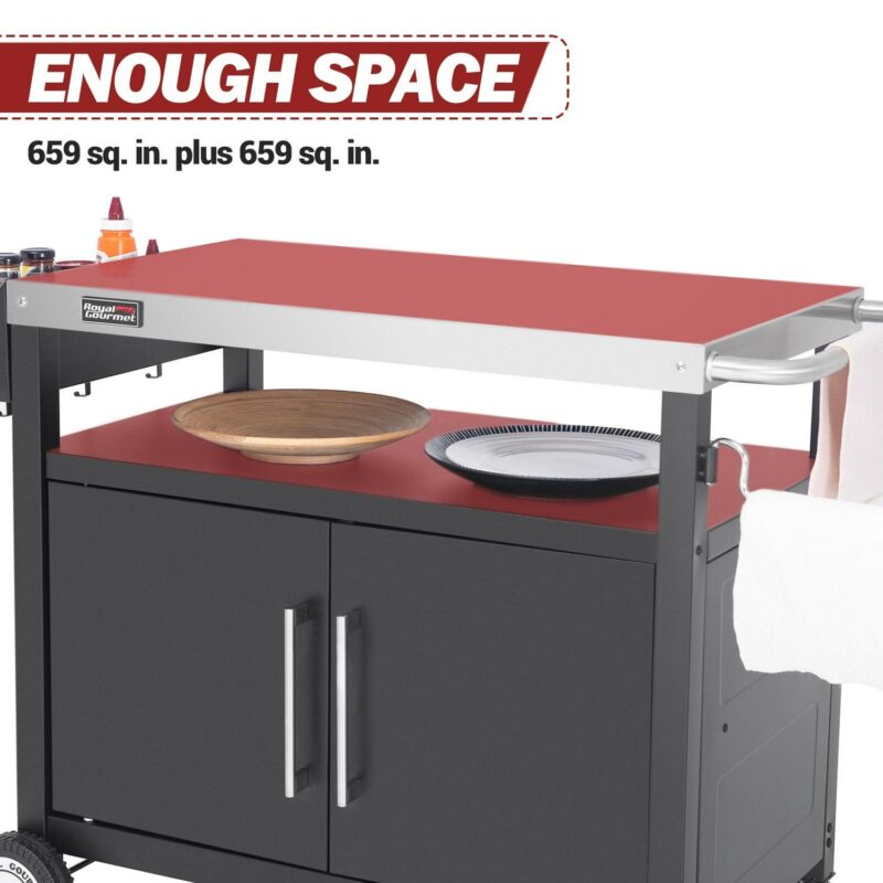 Royal Gourmet PC3403S Movable Kitchen Island Cart, Outdoor Grill Table, Grill Prep Table with Storage - Image 5