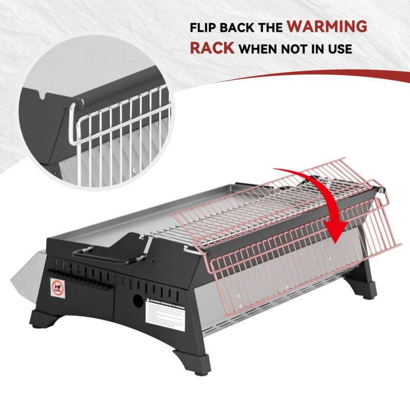 Royal Gourmet PD1303S 24-Inch Stainless Steel Portable Tabletop Griddle with Warming Rack - Image 6