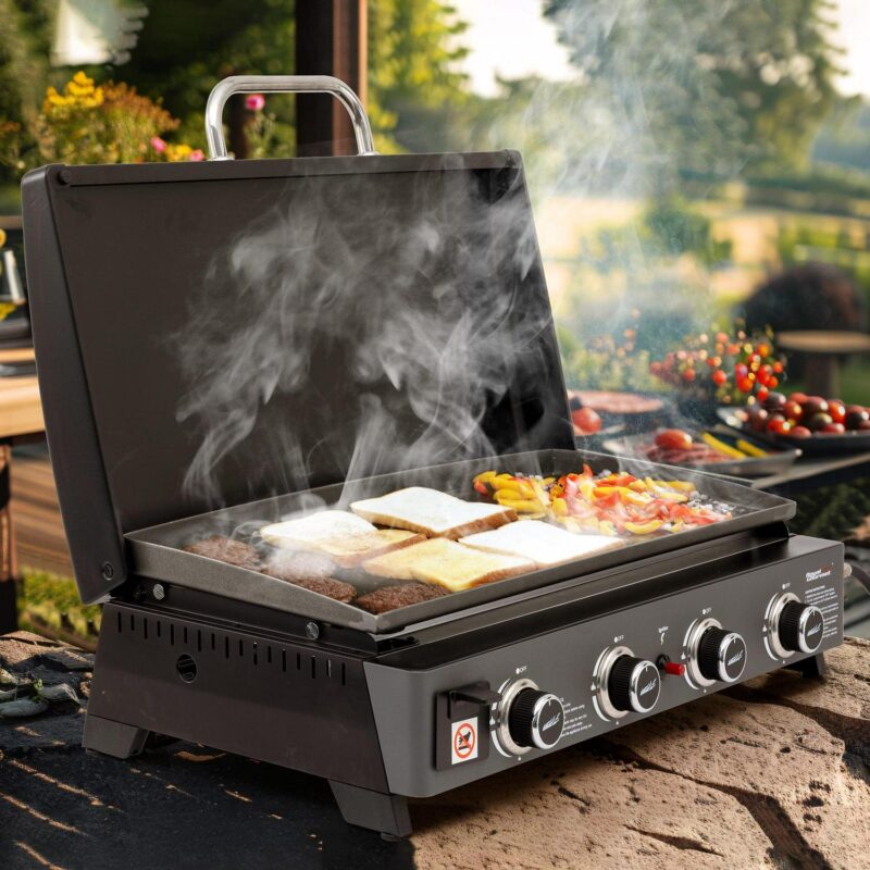 Royal Gourmet PD4001 30-Inch 4-Burner Gas Griddle with Hood, Tabletop Gas Griddle with Removable Standing Cart, Free-Standing Cart with Side Shelves and Hooks - Image 11