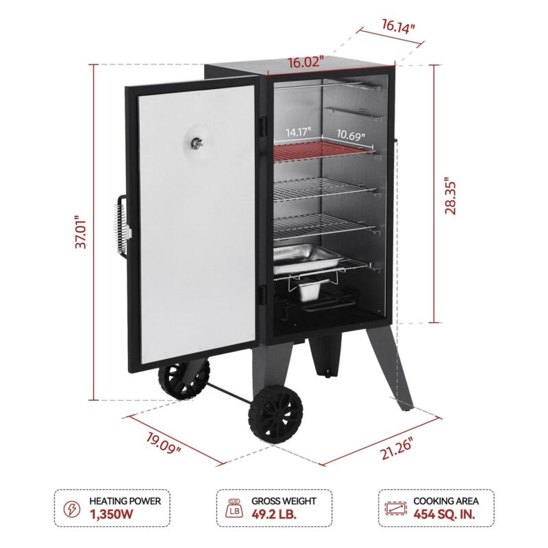 Royal Gourmet SE2805 28-Inch Analog Electric Smoker With 3 Cooking Grates - Image 5