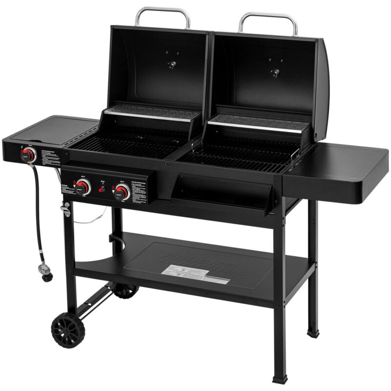 Royal Gourmet ZH3005 2-Burner Gas and Charcoal Combo Grill with Side Burner, 34,000 BTU Dual Fuel Grill for Outdoor Patio Garden Picnic Backyard Cooking, Black - Image 10