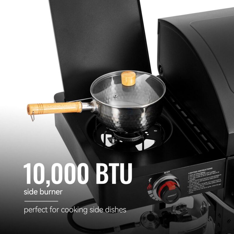 Royal Gourmet ZH3005 2-Burner Gas and Charcoal Combo Grill with Side Burner, 34,000 BTU Dual Fuel Grill for Outdoor Patio Garden Picnic Backyard Cooking, Black - Image 5