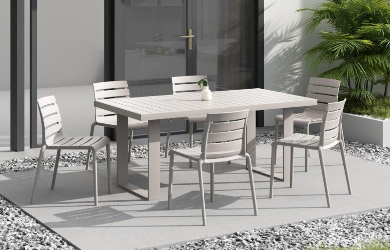 Rylan Indoor and Outdoor Stackable Chair - Cement Gray - Set of 2 - Image 7