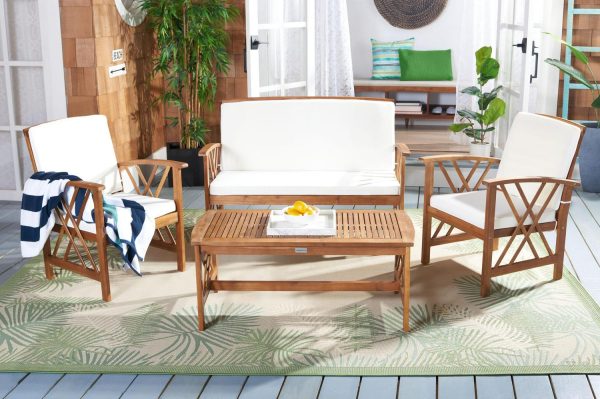 SAFAVIEH 4-Pieces Patio Outdoor Furniture Set, Beige