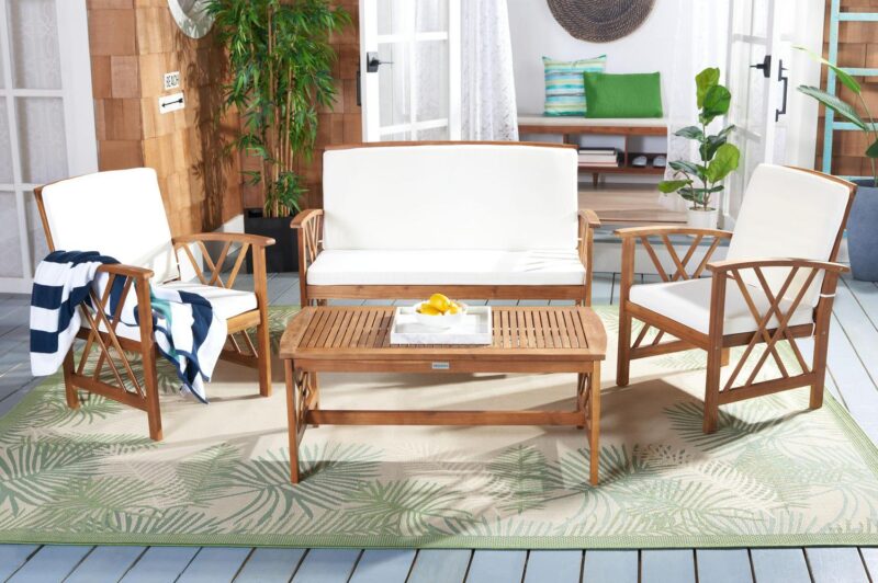SAFAVIEH 4-Pieces Patio Outdoor Furniture Set, Beige