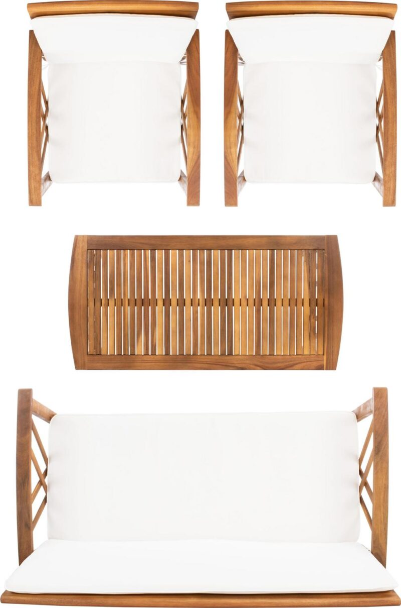 SAFAVIEH 4-Pieces Patio Outdoor Furniture Set, Beige - Image 9