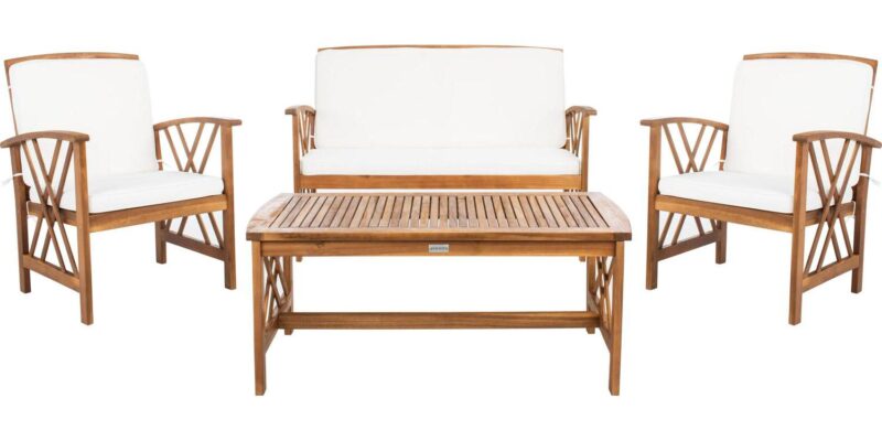 SAFAVIEH 4-Pieces Patio Outdoor Furniture Set, Beige - Image 2