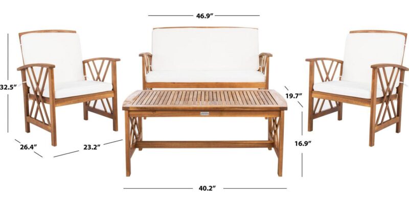 SAFAVIEH 4-Pieces Patio Outdoor Furniture Set, Beige - Image 3