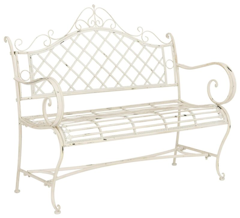 SAFAVIEH Abner Outdoor Patio Wrought Iron Garden Bench, Antique White - Image 2