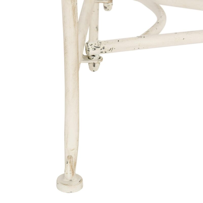 SAFAVIEH Abner Outdoor Patio Wrought Iron Garden Bench, Antique White - Image 8