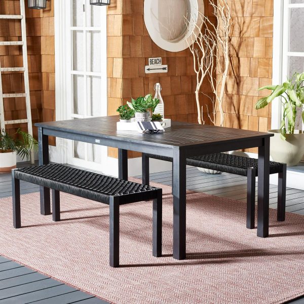 SAFAVIEH Aquina Outdoor Patio 3 Piece Dining Set, Black