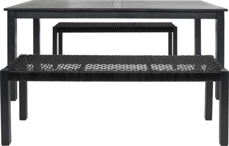 SAFAVIEH Aquina Outdoor Patio 3 Piece Dining Set, Black - Image 2