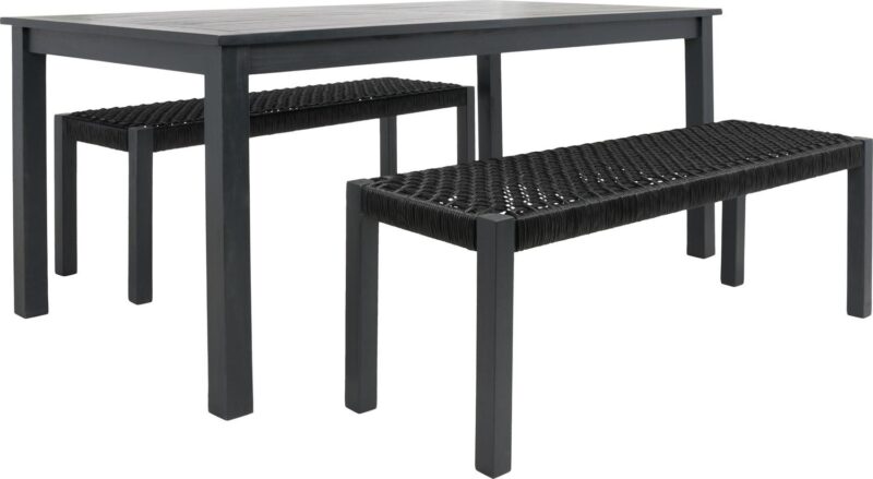 SAFAVIEH Aquina Outdoor Patio 3 Piece Dining Set, Black - Image 4