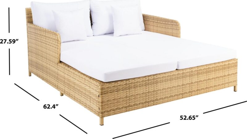 SAFAVIEH Cadeo Outdoor Patio Daybed, Natural/White - Image 3