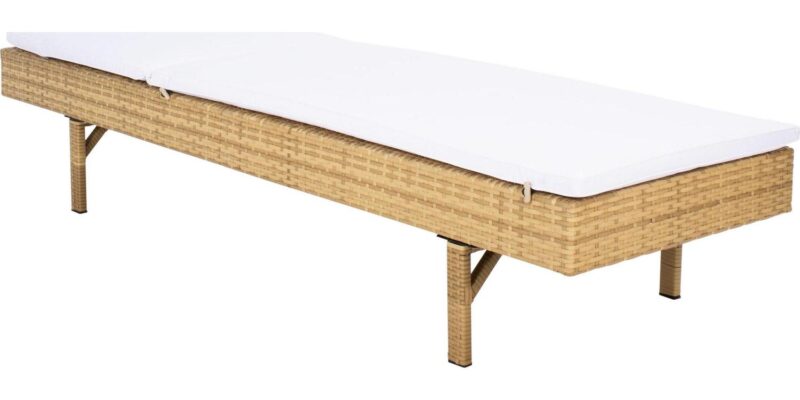 SAFAVIEH Cam Contemporary Modern Outdoor Patio Sunlounger, Natural/White - Image 7