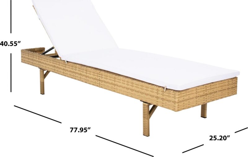 SAFAVIEH Cam Contemporary Modern Outdoor Patio Sunlounger, Natural/White - Image 3