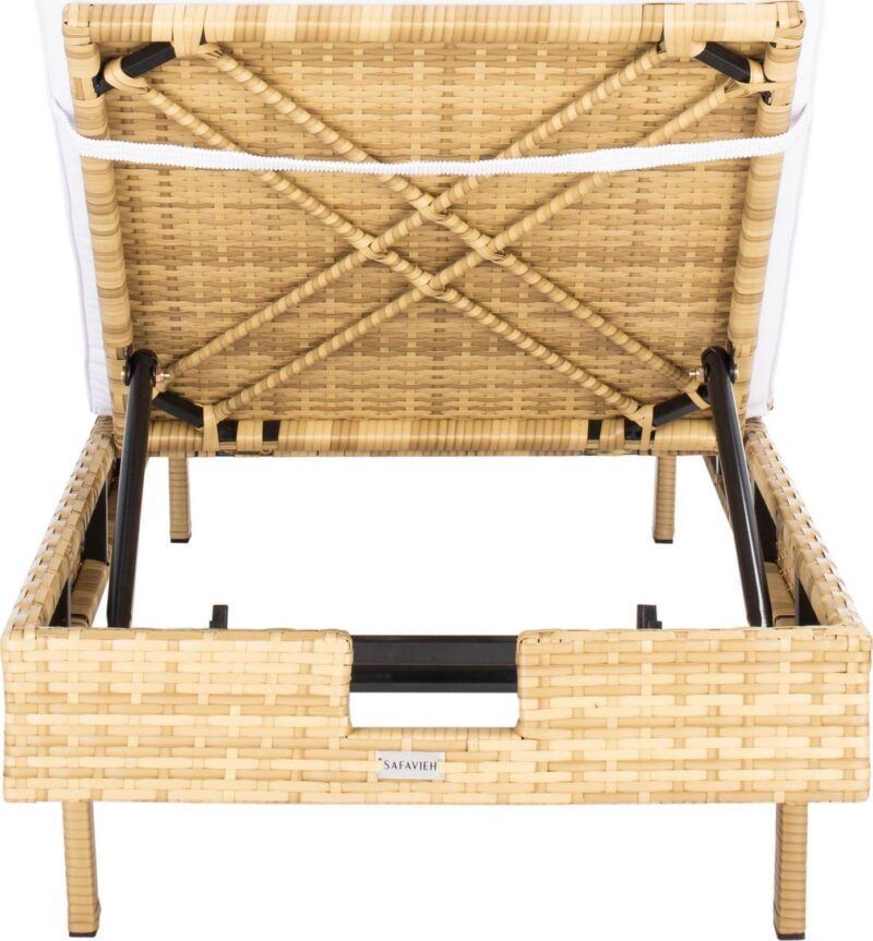 SAFAVIEH Cam Contemporary Modern Outdoor Patio Sunlounger, Natural/White - Image 9