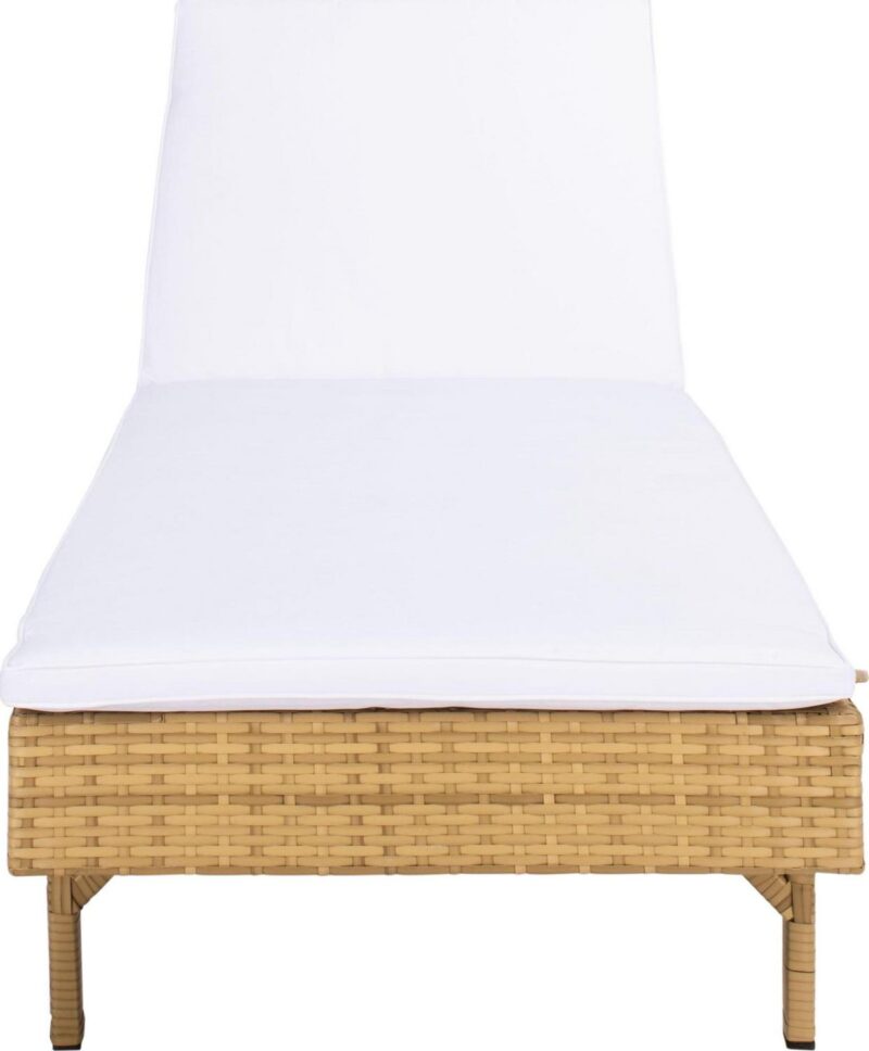 SAFAVIEH Cam Contemporary Modern Outdoor Patio Sunlounger, Natural/White - Image 2