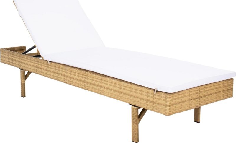 SAFAVIEH Cam Contemporary Modern Outdoor Patio Sunlounger, Natural/White - Image 5