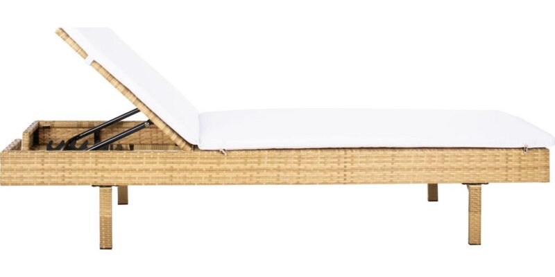 SAFAVIEH Cam Contemporary Modern Outdoor Patio Sunlounger, Natural/White - Image 6