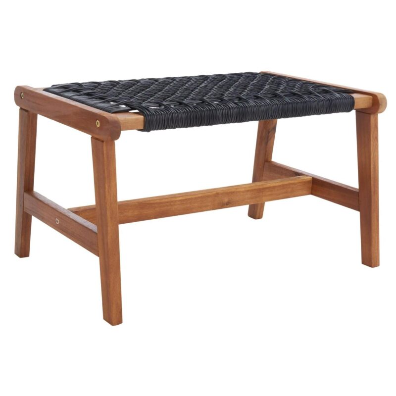 SAFAVIEH Chantelle Outdoor Patio 5 Piece Conversation Set, Natural/Black - Image 5