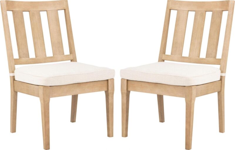 SAFAVIEH Couture Dominica Eucalyptus Wood Outdoor Dining Chair - Set of 2, Natural/White - Image 2