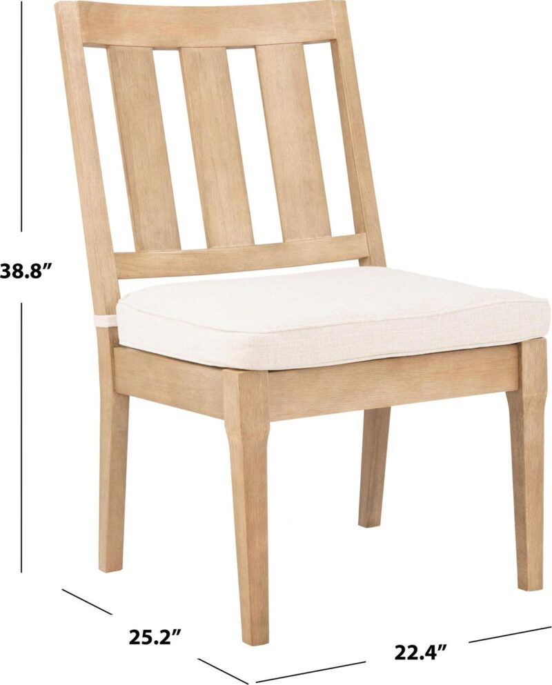SAFAVIEH Couture Dominica Eucalyptus Wood Outdoor Dining Chair - Set of 2, Natural/White - Image 3
