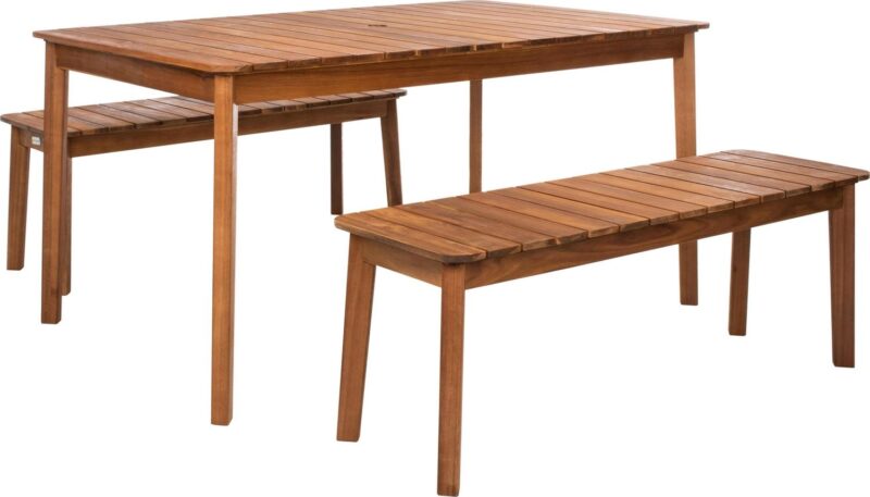 SAFAVIEH Europa Outdoor Patio 3 Piece Dining Set, Natural - Image 4