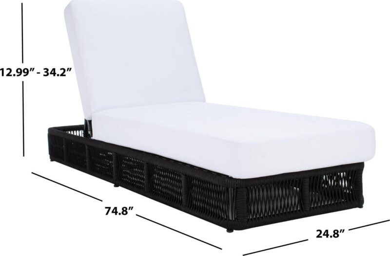 SAFAVIEH Gillian Outdoor Patio Sunlounger, White/Black - Image 3